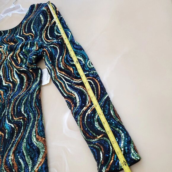 Dress the Population Black Label Nathalia Sequined Long-Sleeve Mini Dress XXL - Picture 11 of 16